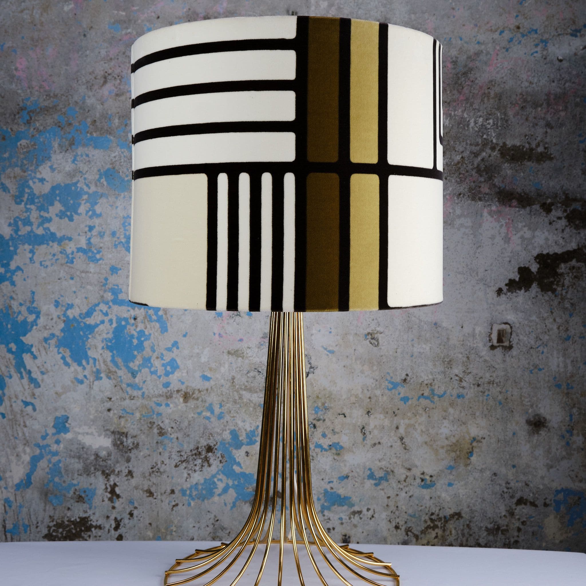 Kinkeldey Tischleuchte Messingsockel mit Stoffschirm